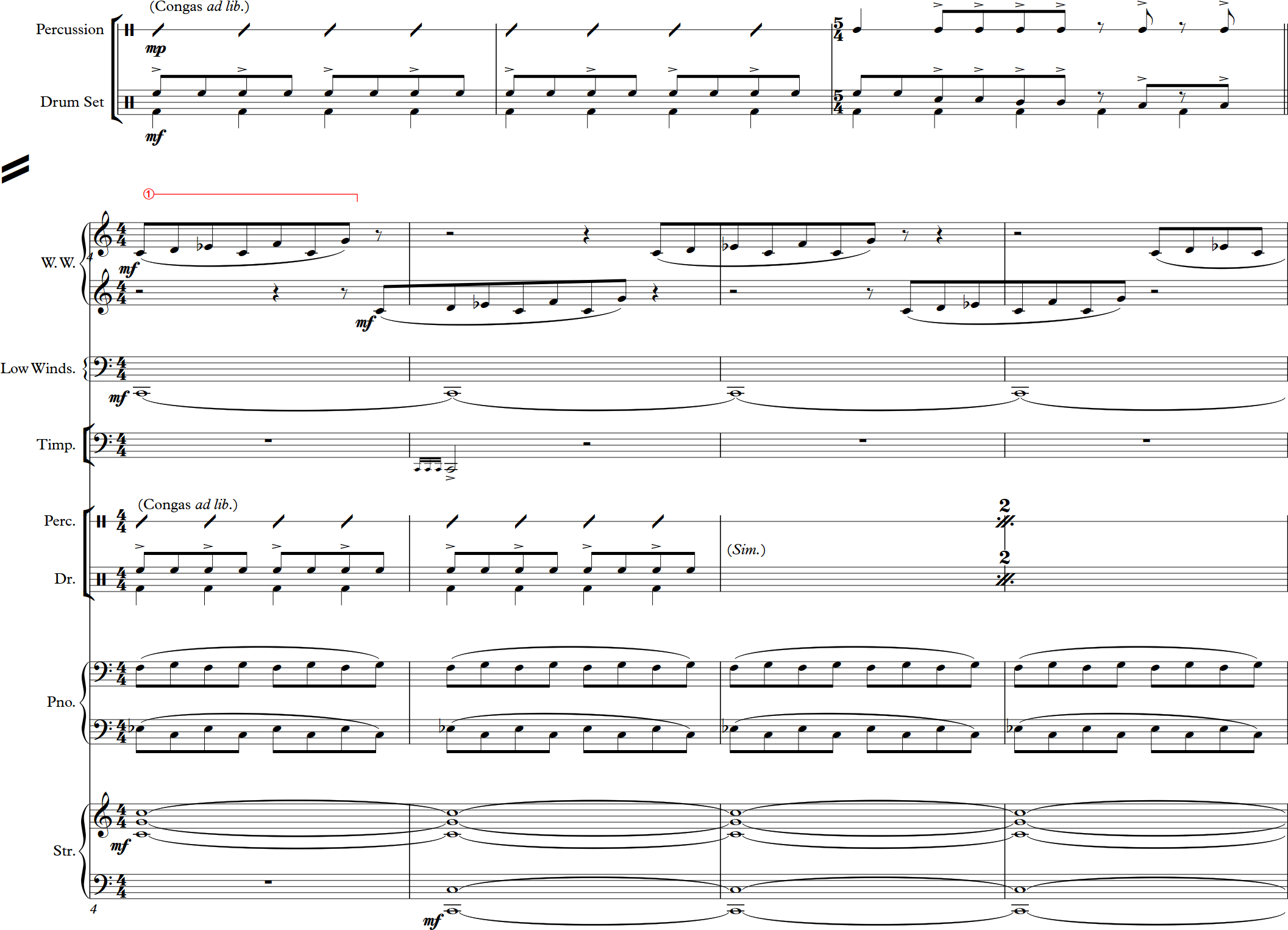 The Matrix Threat Mix mock-up score, page 1